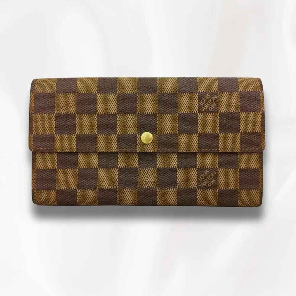 LOUIS VUITTON DAMIER PORTEFEIULLE SARAH LONG BIFOLD WALLET BROWN - Picture 1 of 7